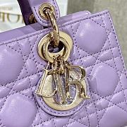 Dior Small Lady D-Joy Bag Purple Cannage Lambskin - 22x11.5x6cm - 6