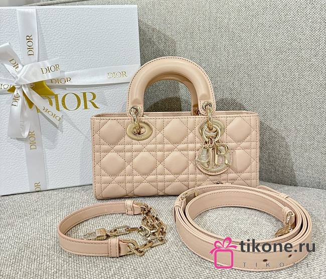 Dior Small Lady D-Joy Bag Light Pink Cannage Lambskin - 22x11.5x6cm - 1