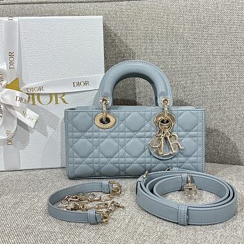 Dior Small Lady D-Joy Bag Blue Cannage Lambskin - 22x11.5x6cm