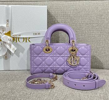 Dior Small Lady D-Joy Bag Purple Cannage Lambskin - 22x11.5x6cm