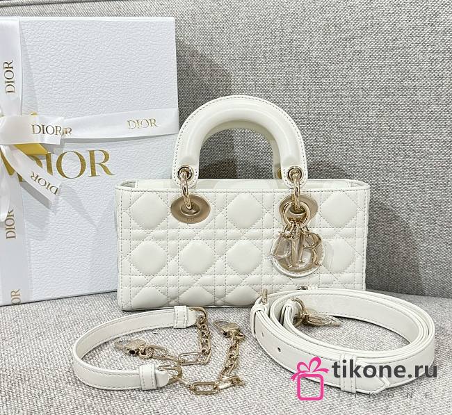 Dior Small Lady D-Joy Bag White Cannage Lambskin - 22x11.5x6cm - 1