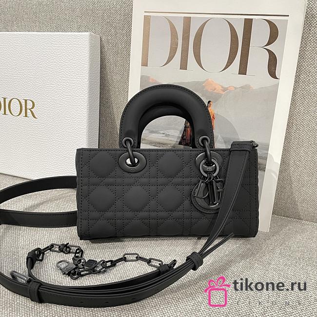 Dior Small Lady D-Joy Bag Ultramatte Black Cannage Calfskin - 22x11.5x6cm  - 1