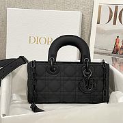 Dior Small Lady D-Joy Bag Ultramatte Black Cannage Calfskin - 22x11.5x6cm  - 4