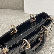 Dior Small Lady D-Joy Bag Black Patent Cannage Calfskin - 22x11.5x6cm - 4