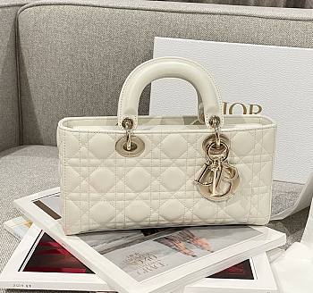 Dior Medium Lady D-Joy Bag Off White Cannage Lambskin - 26x13.5x5cm