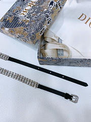 Dior Sparkle Belt Black Smooth Calfskin Metal Resin Pearls And Silver Tone Crystals 10mm - 2