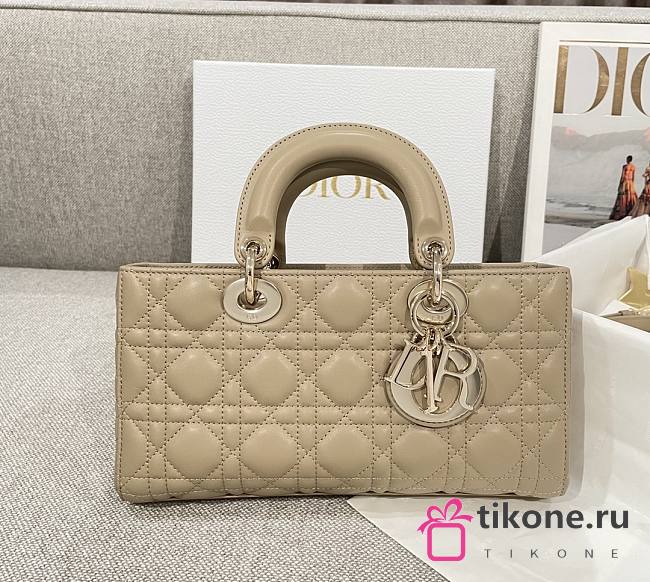 Dior Medium Lady D-Joy Bag Powder Beige Cannage Lambskin - 26x13.5x5cm - 1