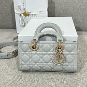 Dior Medium Lady D-Joy Bag Gray Cannage Lambskin - 26x13.5x5cm - 3