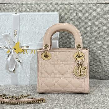 Mini Lady Dior Bag Powder Pink Patent Cannage Calfskin - 17x15x7cm