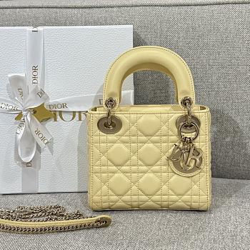 Mini Lady Dior Bag Yellow Cannage Lambskin - 17x15x7cm