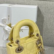 Lady Dior Micro Bag Yellow Patent Cannage Calfskin - 12x10.2x5cm - 6