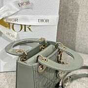 Lady Dior Micro Bag Gray Green Patent Cannage Calfskin - 12x10.2x5cm - 6