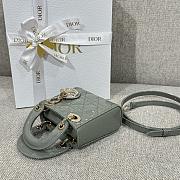 Lady Dior Micro Bag Gray Green Patent Cannage Calfskin - 12x10.2x5cm - 5