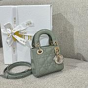 Lady Dior Micro Bag Gray Green Patent Cannage Calfskin - 12x10.2x5cm - 4