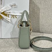 Lady Dior Micro Bag Gray Green Patent Cannage Calfskin - 12x10.2x5cm - 3