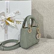 Lady Dior Micro Bag Gray Green Patent Cannage Calfskin - 12x10.2x5cm - 2