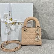 Lady Dior Micro Bag Beige Patent Cannage Calfskin - 12x10.2x5cm - 1