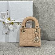 Lady Dior Micro Bag Beige Patent Cannage Calfskin - 12x10.2x5cm - 4