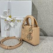 Lady Dior Micro Bag Beige Patent Cannage Calfskin - 12x10.2x5cm - 3