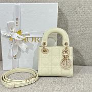 Lady Dior Micro Bag White Patent Cannage Calfskin - 12x10.2x5cm - 1