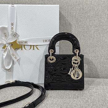 Lady Dior Micro Bag Black Patent Cannage Calfskin - 12x10.2x5cm