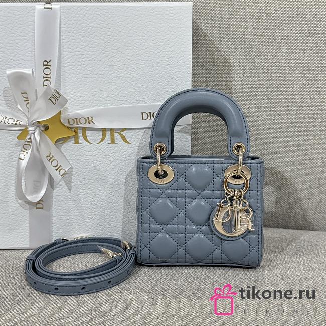 Lady Dior Micro Bag Cloud Blue Cannage Lambskin - 12x10.2x5cm - 1