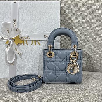 Lady Dior Micro Bag Cloud Blue Cannage Lambskin - 12x10.2x5cm