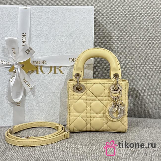 Lady Dior Micro Bag Yellow Cannage Lambskin - 12x10.2x5cm - 1