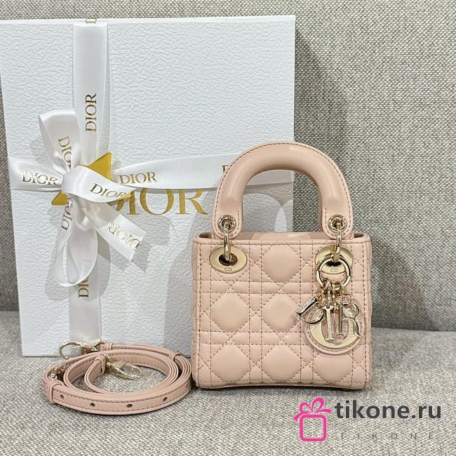 Lady Dior Micro Bag Pink Cannage Lambskin - 12x10.2x5cm - 1