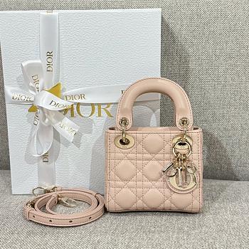 Lady Dior Micro Bag Pink Cannage Lambskin - 12x10.2x5cm