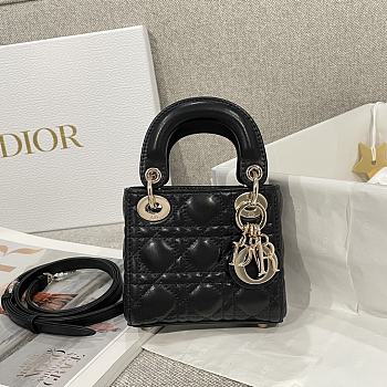 Lady Dior Micro Bag Black Cannage Lambskin - 12x10.2x5cm