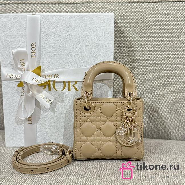 Lady Dior Micro Bag Dark Beige Cannage Lambskin - 12x10.2x5cm - 1