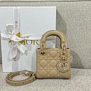 Lady Dior Micro Bag Dark Beige Cannage Lambskin - 12x10.2x5cm - 1