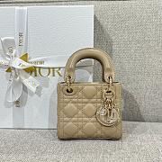 Lady Dior Micro Bag Dark Beige Cannage Lambskin - 12x10.2x5cm - 5