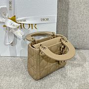 Lady Dior Micro Bag Dark Beige Cannage Lambskin - 12x10.2x5cm - 4