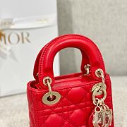 Lady Dior Micro Bag Red Cannage Lambskin - 12x10.2x5cm - 4