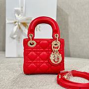 Lady Dior Micro Bag Red Cannage Lambskin - 12x10.2x5cm - 5