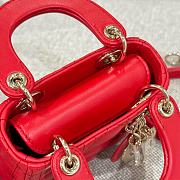 Lady Dior Micro Bag Red Cannage Lambskin - 12x10.2x5cm - 3