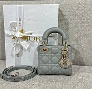 Lady Dior Micro Bag Gray Cannage Lambskin - 12x10.2x5cm - 1