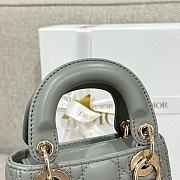 Lady Dior Micro Bag Gray Cannage Lambskin - 12x10.2x5cm - 6