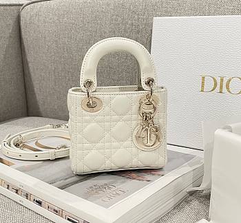 Lady Dior Micro Bag White Cannage Lambskin - 12x10.2x5cm