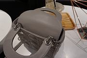 Mini Lady Dior Bag Elephant Grey Silver Hardware Cannage Lambskin - 17x15x7cm - 6