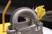 Mini Lady Dior Bag Elephant Grey Silver Hardware Cannage Lambskin - 17x15x7cm - 5