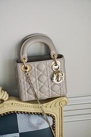 Mini Lady Dior Bag Elephant Grey Gold Hardware Cannage Lambskin - 17x15x7cm - 1