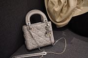 Mini Lady Dior Bag Elephant Grey Silver Hardware Cannage Lambskin - 17x15x7cm - 1