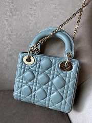 Mini Lady Dior Bag Pale Blue Cannage Lambskin - 17x15x7cm - 4