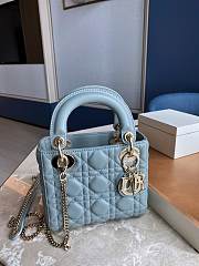 Mini Lady Dior Bag Pale Blue Cannage Lambskin - 17x15x7cm - 3