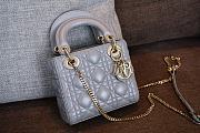 Mini Lady Dior Bag Pearlescent Gray Cannage Lambskin - 17x15x7cm - 1