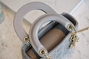 Mini Lady Dior Bag Pearlescent Gray Cannage Lambskin - 17x15x7cm - 6