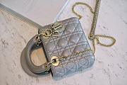 Mini Lady Dior Bag Pearlescent Gray Cannage Lambskin - 17x15x7cm - 3